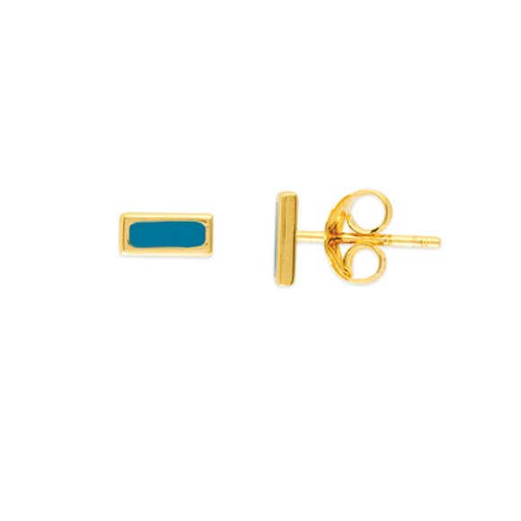 14K Solid Gold Blue Turquoise Stable Earrings
